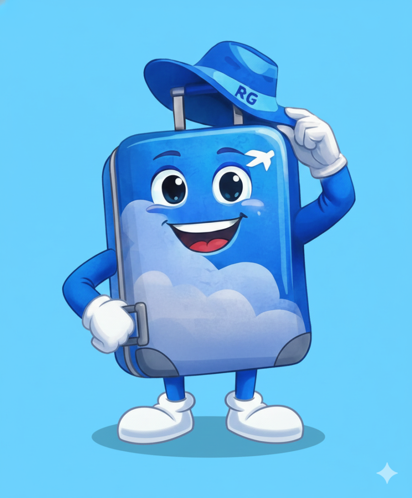Regi, la mascota maleta de Turismo RG, lista para viajar